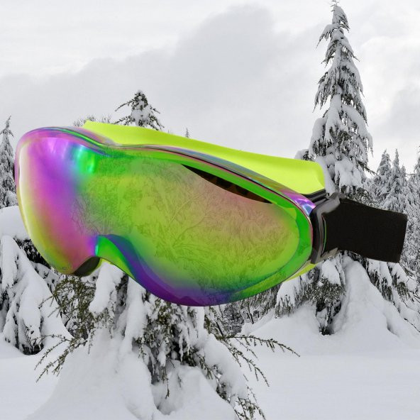 Kayak Gözlüğü Değiştirebilir Camlı Antifog Güneş Kar Koruyucu Gözlük Gökkuşağı Snowboard Glasses Gözlük - 5
