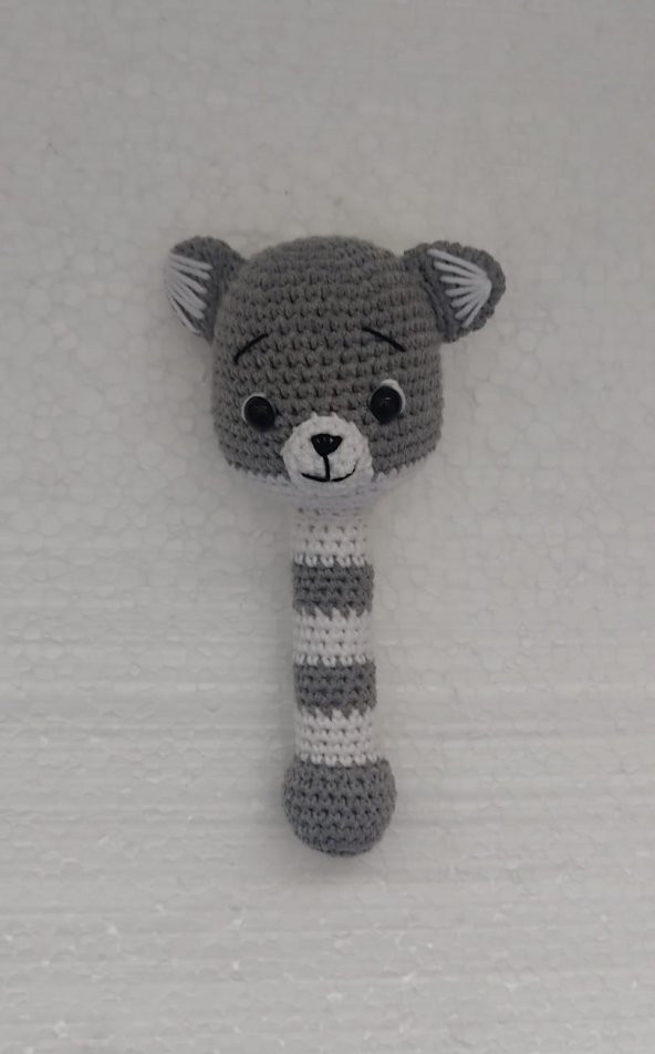 Sevimli Kurt Oyuncak ve Çıngırak Takım Amigurumi Organik Oyuncak - 3