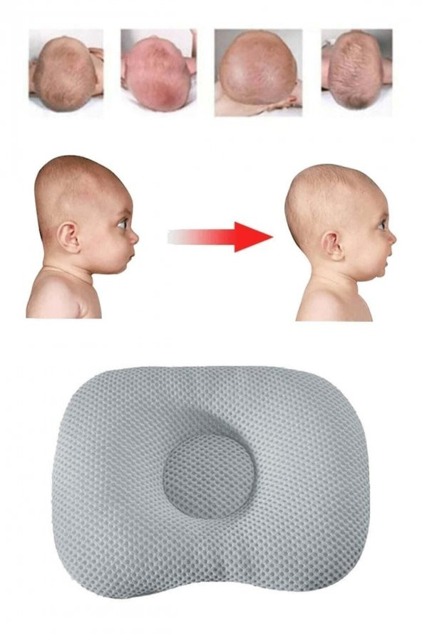 Düz Kafa Yastığı Gri Bebek Kafa Yastığı, Kafa Yastık, Bebek Yastığı, Organik Pamuk Kumaş - 2