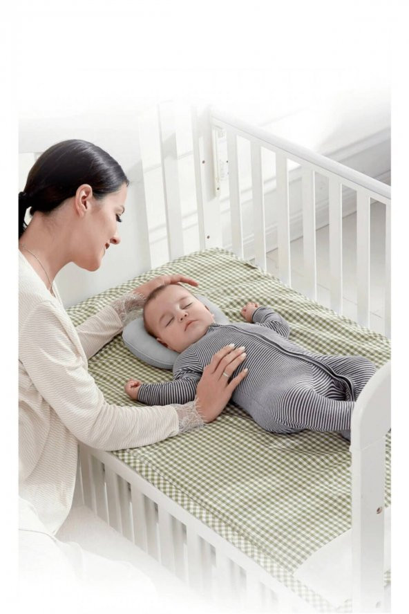 Düz Kafa Yastığı Gri Bebek Kafa Yastığı, Kafa Yastık, Bebek Yastığı, Organik Pamuk Kumaş - 5