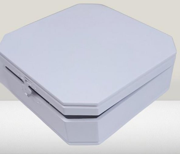 Hobi ADN 90268 Dekoratif Kutu Çokgen Klipsli Ahşap MDF Beyaz Lake Boya El Yapım - 2