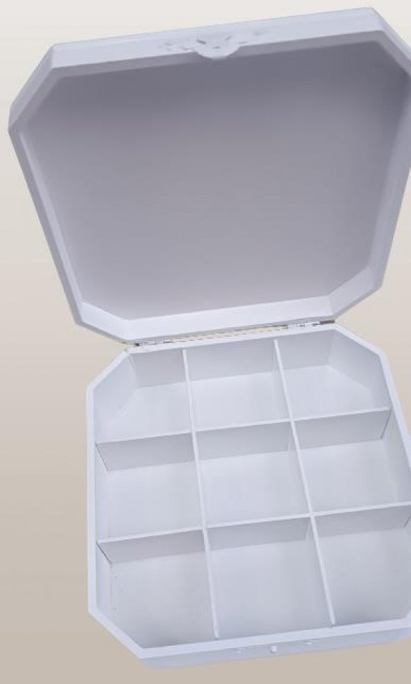 Hobi ADN 90268 Dekoratif Kutu Çokgen Klipsli Ahşap MDF Beyaz Lake Boya El Yapım - 4