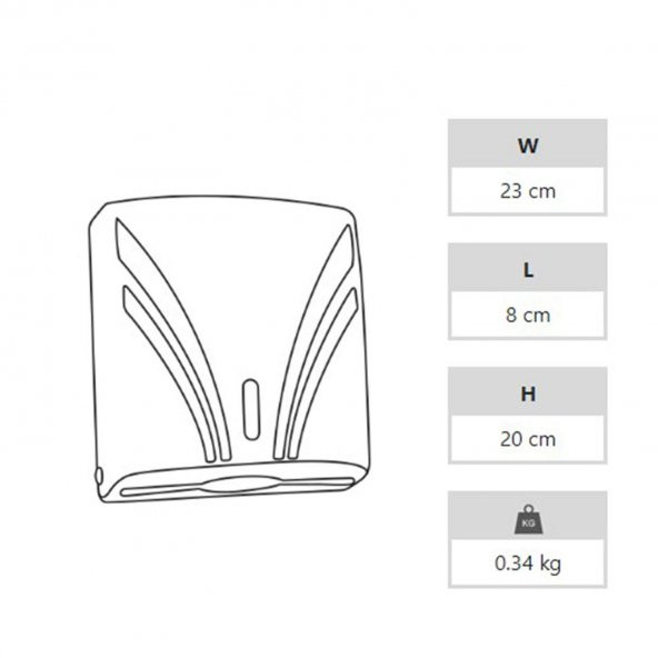 A Form ZHA-2 Z Katlama Attan Çekme Kağıt Havlu Dispenseri Havluluk - Şeffaf Mavi - 23 Cm. - 1 Adet - 3