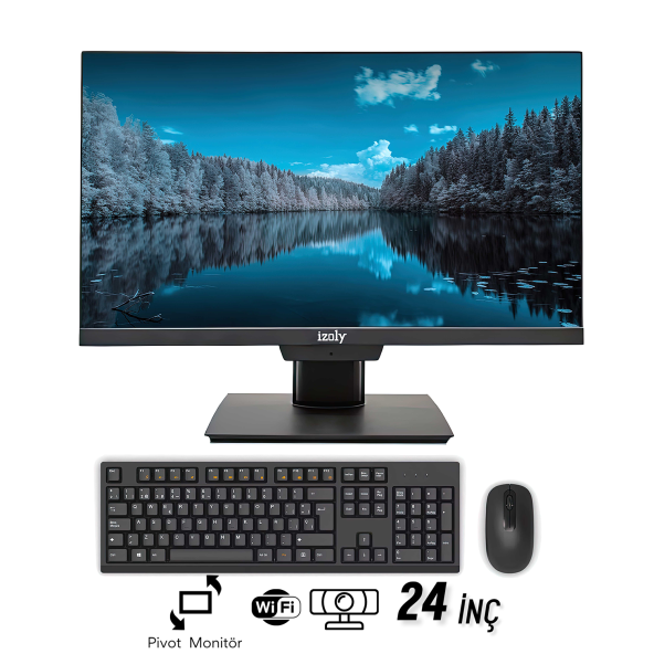 İzoly P708  İ7-10700 8GB 1TB M.2 Nvme SSD 24" FHD Webcam Black Pivot All In One Bilgisayar