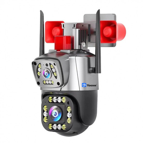 Yoosee Ys-17 Siren Çift Kameralı Ptz Speed Dome 5mp Siren Alarmlı Güvenlik Kamerası