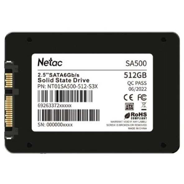 Netac SA500 512GB 2.5 SSD Disk NT01SA500-512-S3X 520/450MB/s, SATA3, 3D NAND, R/W upto - Resim 6