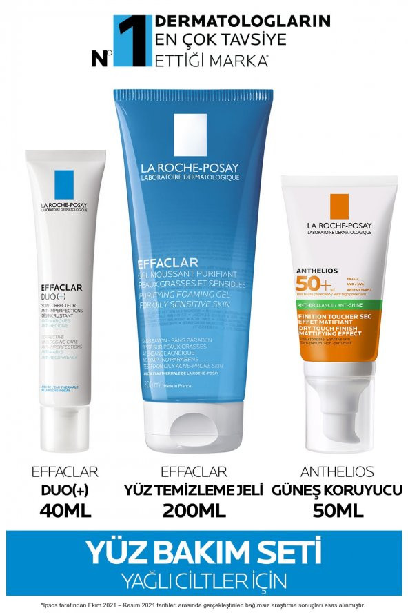 Effaclar Güneş Bakım Seti  Effaclar Duo Krem + Effaclar Jel + Dry Touch Güneş Kremi  Orijinal Boy
