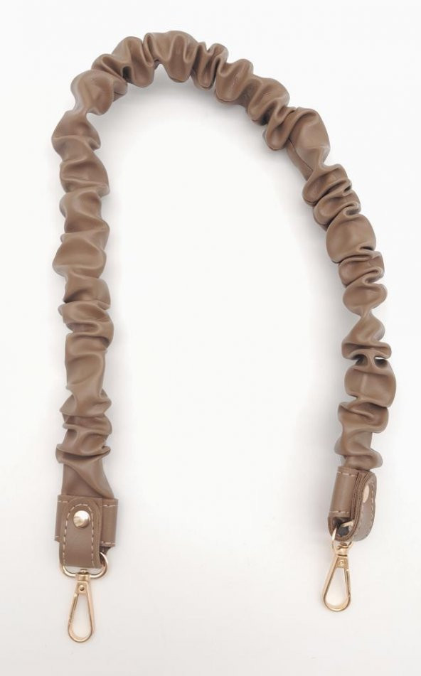 Angel Çanta Aksesuar 70 cm Büzgü Model Suni Deri Vizon Renk Çanta Sapı Light Gold Metalli - Resim 2