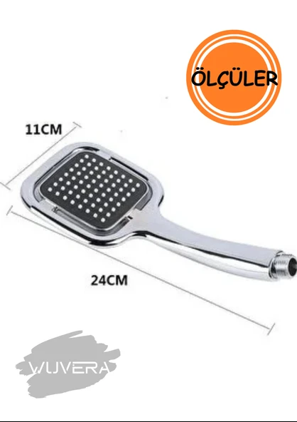 WUVERA Siyah Kare Banyo Duş Başlığı - 2