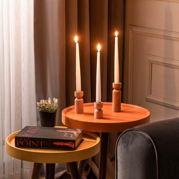 Doğal Ahşap Ağaç Mumluk 3 Lü