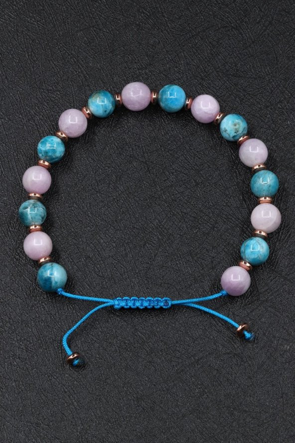 Kunzit - Apatit Doğal Taş Makrome Örme Bileklik ürün görseli