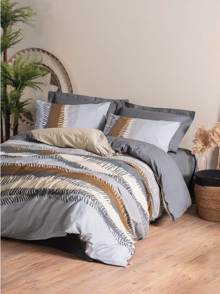 Cotton Box Ranforce Toprak Tek Kişilik Nevresim Takımı Asel Antrasit