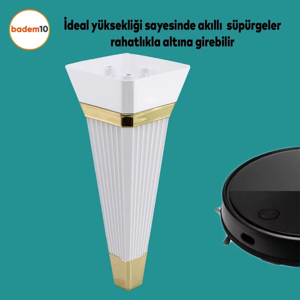Alcazar Lüks Mobilya Kanepe Tv Ünitesi Koltuk Ayağı Konsol Ayakları 23 Cm Beyaz Altın - 5