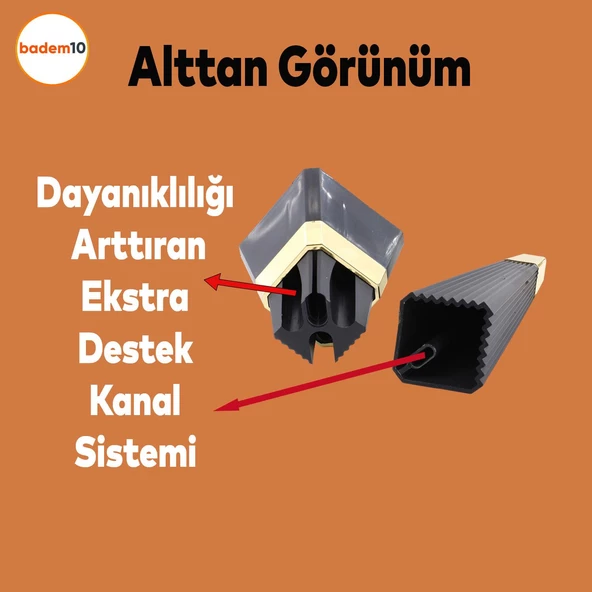 Alcazar Lüks Mobilya Kanepe Tv Ünitesi Koltuk Ayağı Konsol Ayakları 23 Cm Siyah Altın - 4