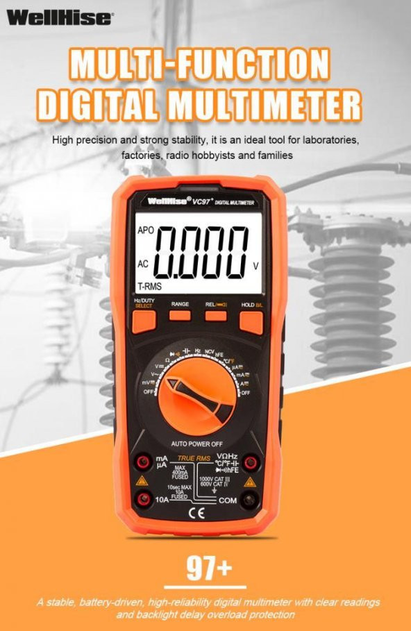 WellHise VC97+ Multimetre Ölçü Aleti Avometre True RMS - 7