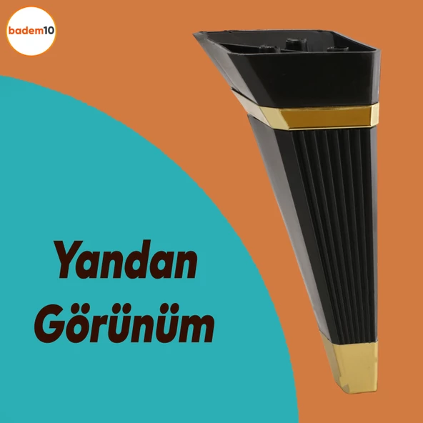 Alcazar Lüks Mobilya Kanepe Tv Ünitesi Koltuk Ayağı Konsol Ayakları 23 Cm Siyah Altın - 3