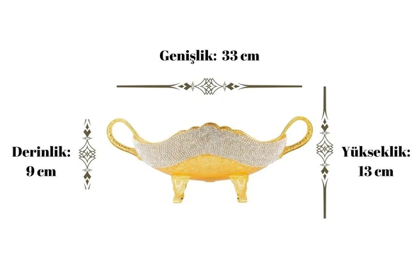 Swarovski Taşlı Ayaklı Gondol Altın - Şık Meyvelik Söz Nişan Çikolatası Aksesuarı - 4
