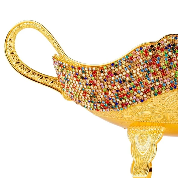 Renkli Taşlı Ayaklı Gondol Altın - Şık Meyvelik Söz Nişan Çikolatası Aksesuarı - 2