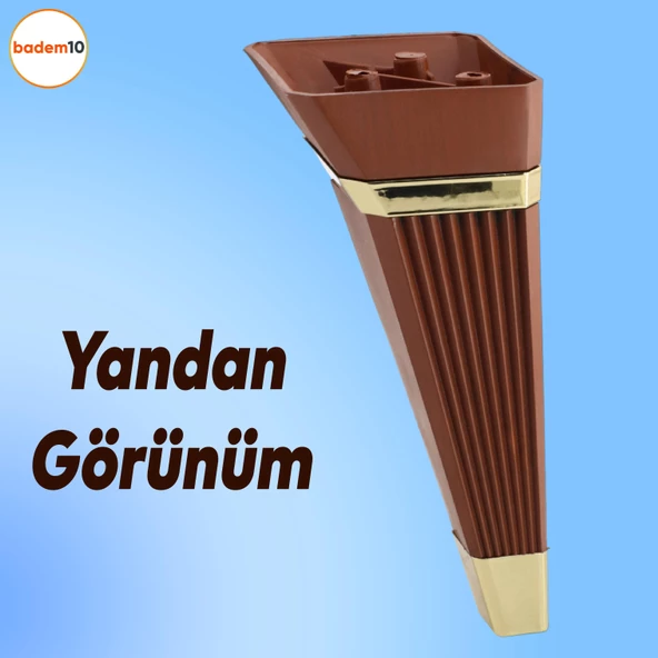 Alcazar Lüks Mobilya Kanepe Sehpa Tv Ünitesi Koltuk Ayağı Baza Ayakları 15 Cm Ceviz Altın - Resim 3