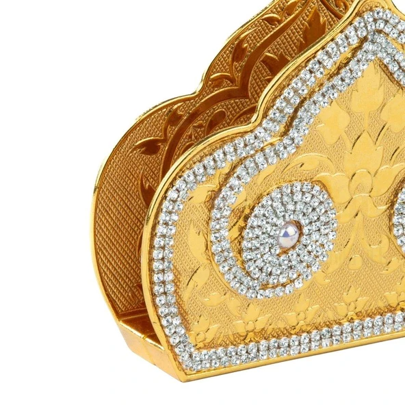 Swarovski Taşlı Peçetelik Desire Altın - 4