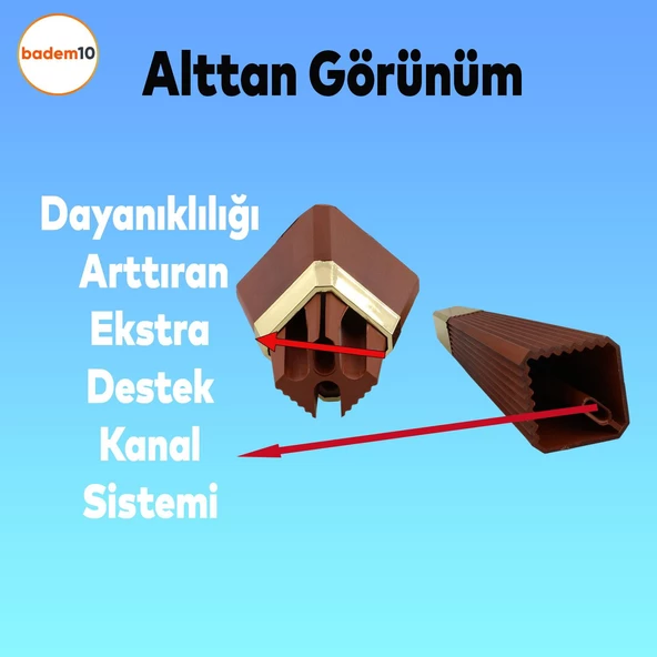 Alcazar Lüks Mobilya Kanepe Sehpa Tv Ünitesi Koltuk Ayağı Baza Ayakları 15 Cm Ceviz Altın - Resim 4