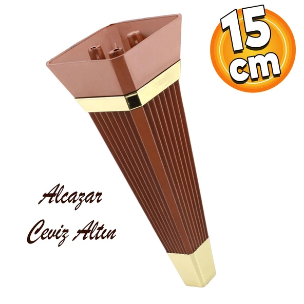 Alcazar Lüks Mobilya Kanepe Sehpa Tv Ünitesi Koltuk Ayağı Baza Ayakları 15 Cm Ceviz Altın