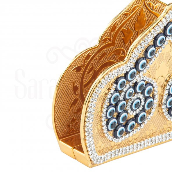 Nazar ve Swarovski Taşlı Peçetelik Desire Altın - 2