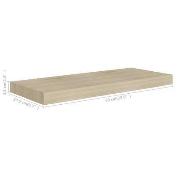 T.Concept Dekoratif, Dikdörtgen Duvar Köşe Rafı Meşe 40 Cm - 4