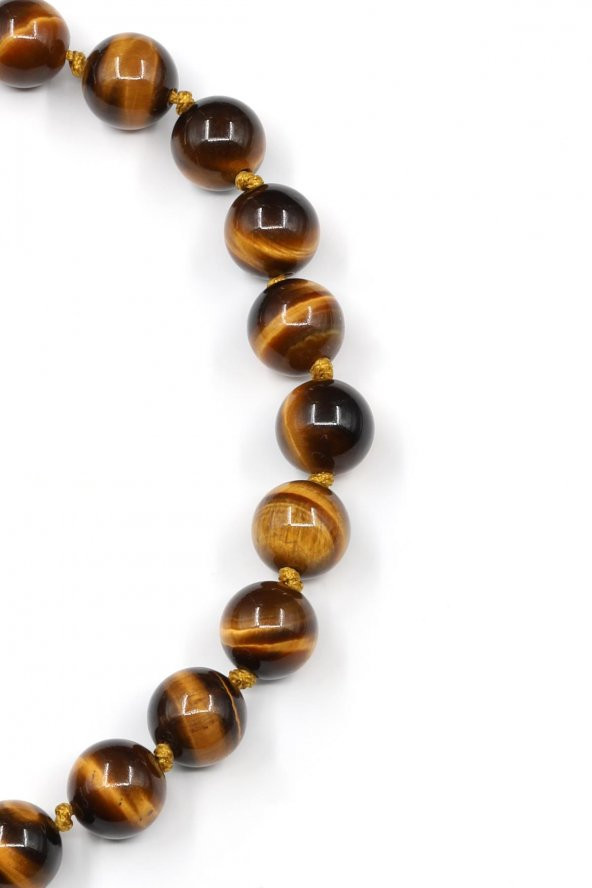 Kaplan Gözü Doğal Taş Makrome Örme Bileklik - Resim 2