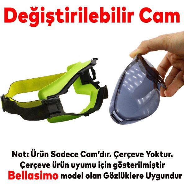 Bellasimo Çerçevesiz Kayak Gözlüğü Camı Lens Değiştirebilir Cam Antifog Güneş Kar Gözlük Camı Füme - 2