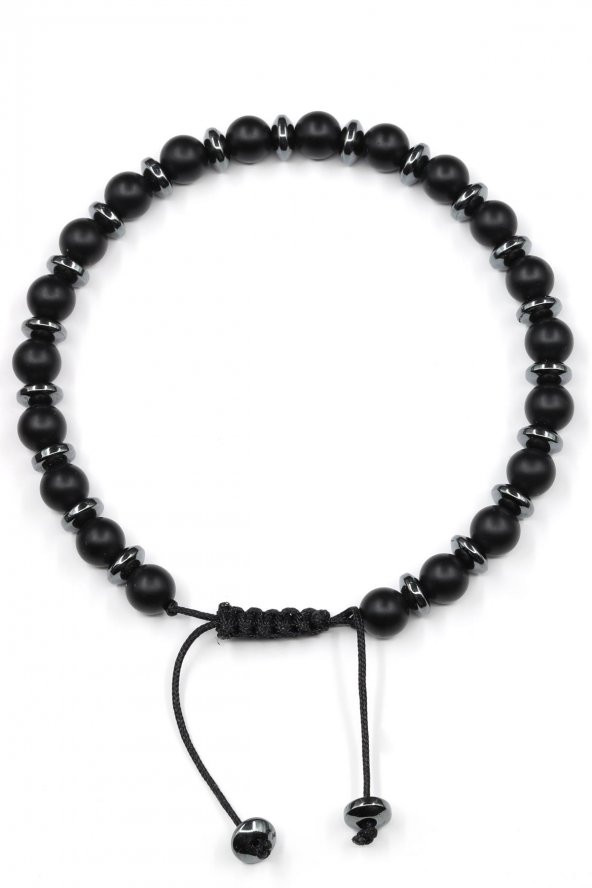 Oniks Doğal Taş Makrome Örme Bileklik ürün görseli