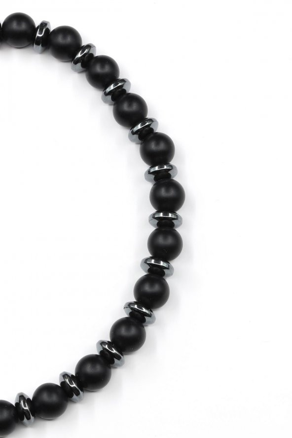 Oniks Doğal Taş Makrome Örme Bileklik - Resim 2