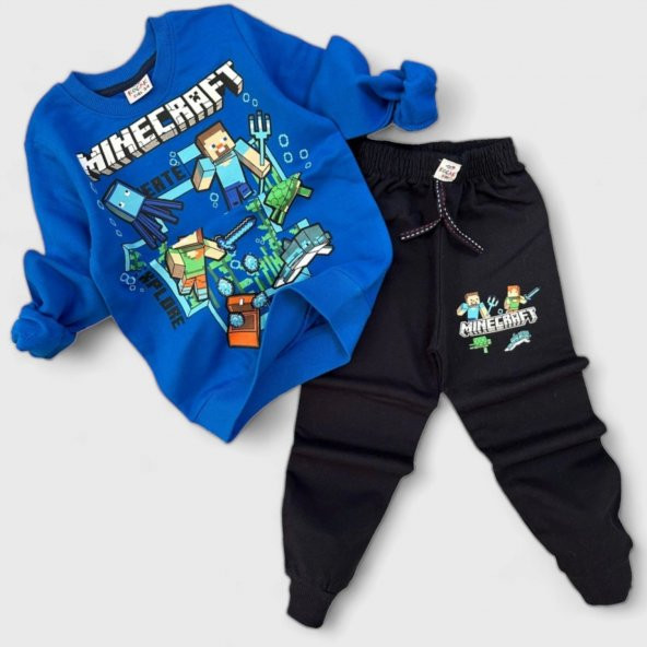 Minecraft Mavi Renkli Erkek Çocuk Giyim Seti