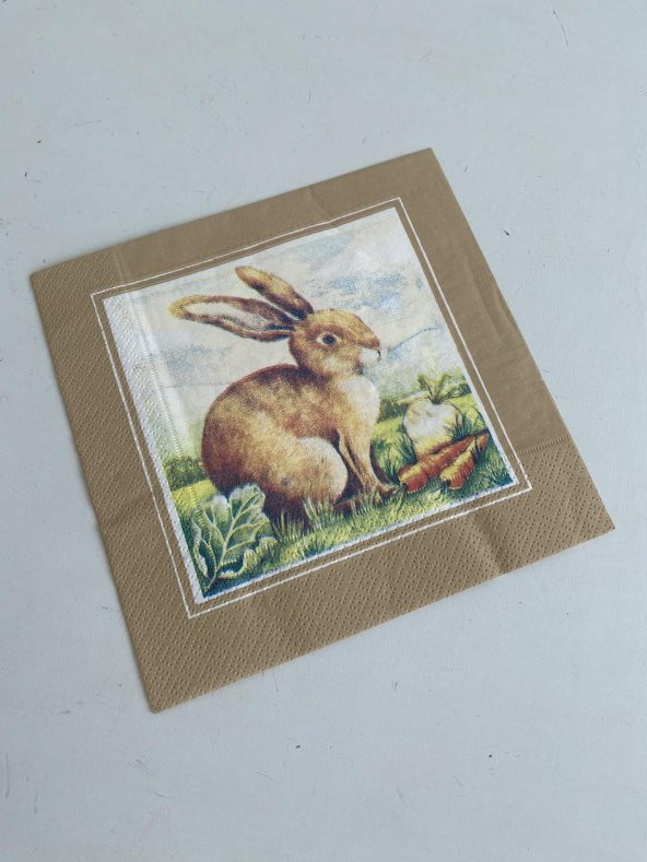 Herlitz Decor Tavşan Desenli Kağıt Peçete 20li 33x33cm (Kahverengi) - 3