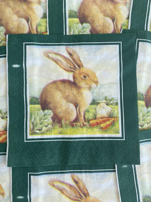 Herlitz Decor Tavşan Desenli Kağıt Peçete 20li 33x33cm (Yeşil)
