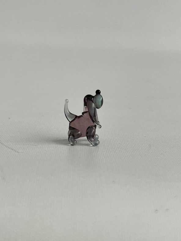 El Yapımı Mini Murano Cam Köpek Biblo A111-05 - Resim 5