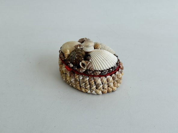 Deniz Kabuğu Kaplamalı Kutu 8x6x4cm - Mücevher Takı Kutusu - 5