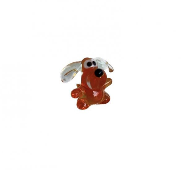 El Yapımı Mini Murano Cam Köpek Biblo A116-01