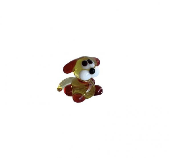 El Yapımı Mini Murano Cam Köpek Biblo A120-01