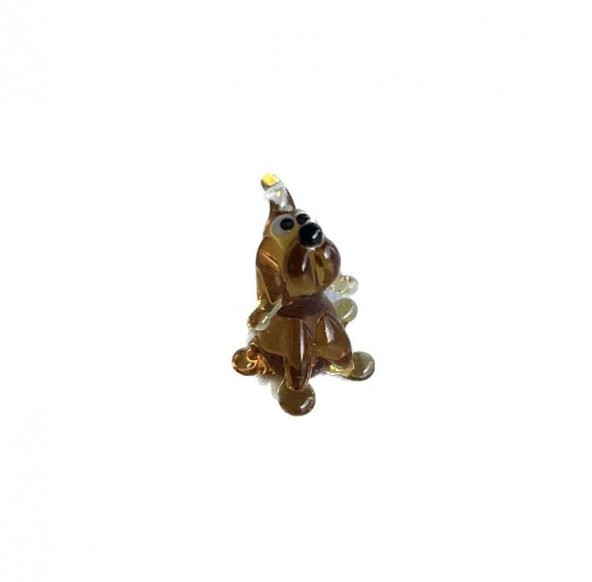 El Yapımı Mini Murano Cam Köpek Biblo A121-05