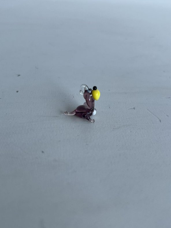 El Yapımı Mini Murano Cam Köpek Biblo A124-01 - Resim 4