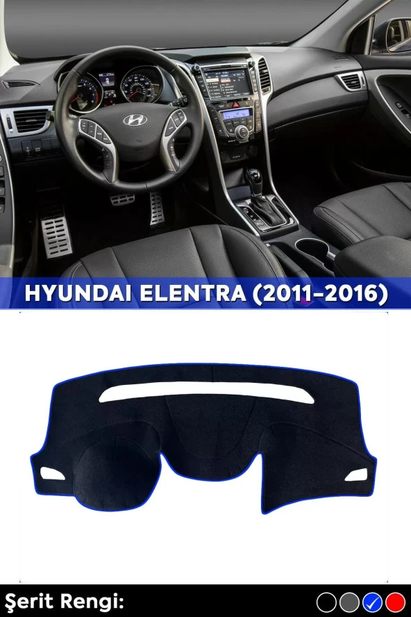 Hyundaı Elentra (2011-2016) 3d Torpido Koruma Kılıfı - Ön Göğüs Panel Kaplama - Mavi Şerit