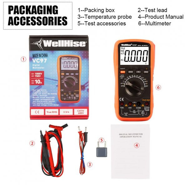 WellHise VC97 Dijital Multimetre Avometre TRUE RMS - 3