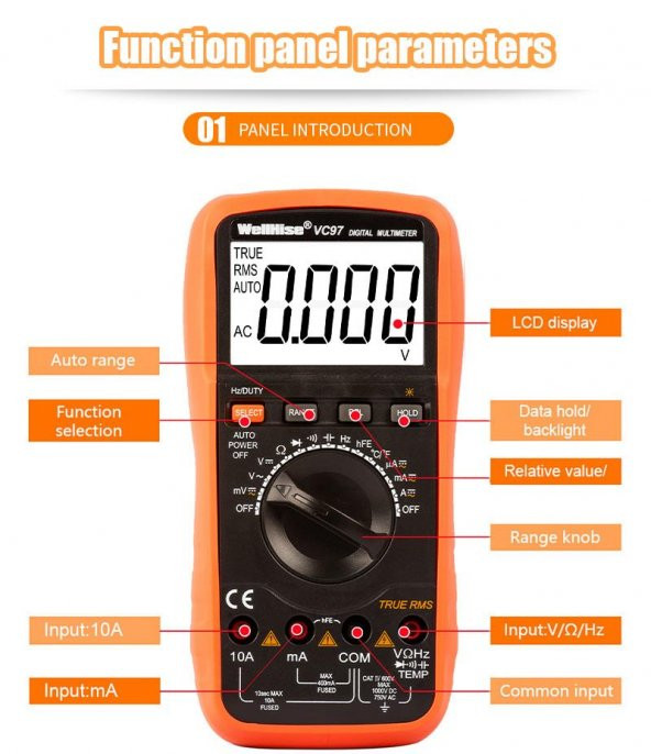 WellHise VC97 Dijital Multimetre Avometre TRUE RMS - 10