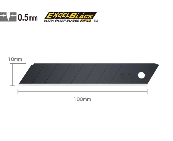 OLFA LBB-50 Extra Keskinleştirilmiş Excel Black Serisi Maket Bıçağı Yedeği (50 li)