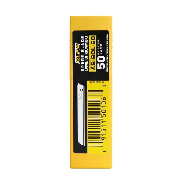 OLFA AB-SOL-50 Standart Tek Gövdeli (Kırımsız) Dar Maket Bıçağı Yedeği (50 li)