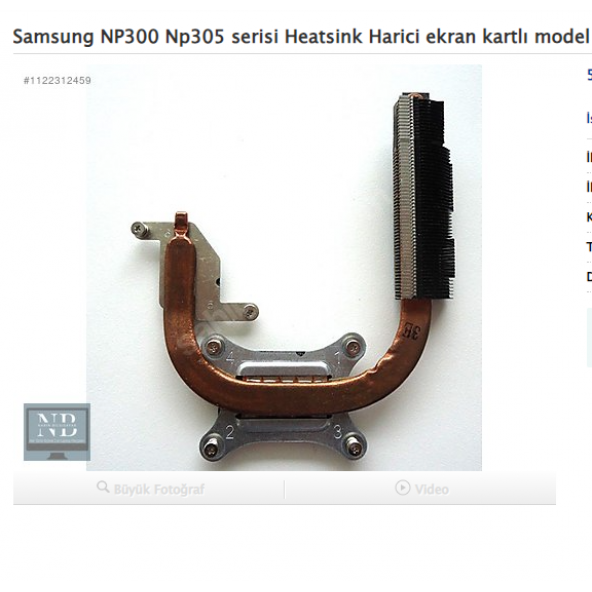 Samsung NP300 Np305 NP300E5A Heatsink EKRAN KARTLI MODELE UYAR