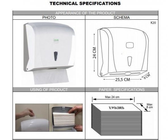 Şeker Portakalım Vialli K20B Banyo Mutfak Lavabo Pratik Z Katlı Kağıt Havlu Dispenseri 200 lü Siyah - 2