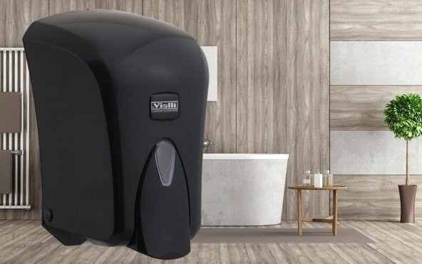 Şeker Portakalım Vialli S6B Hazneli Sıvı Sabun Bulaşık Şampuan Dezenfektan Dispenseri 1000 ml Siyah