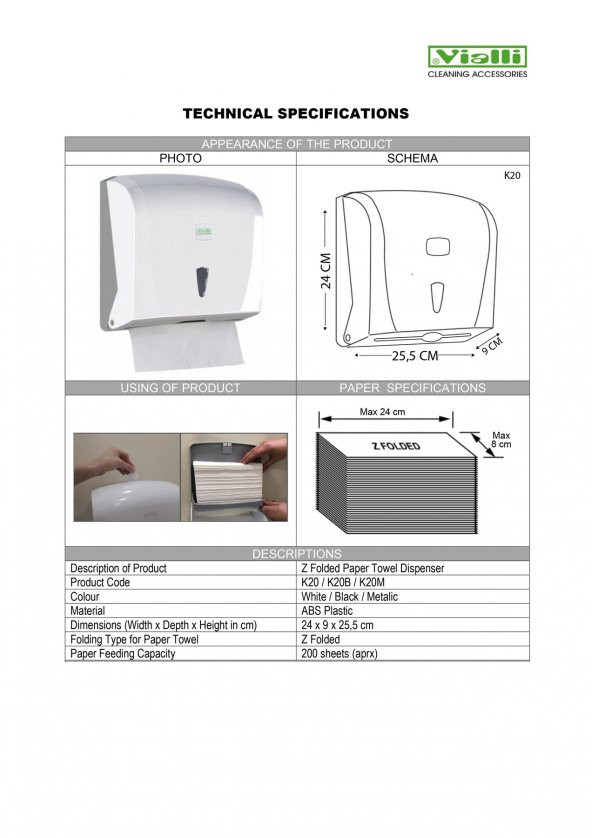 Şeker Portakalım Vialli K20 Banyo Mutfak Lavabo Pratik Z Katlı Kağıt Havlu Dispenseri 200 lü Beyaz - 3